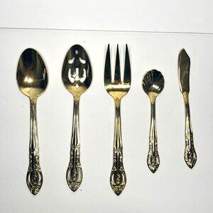 Hanford Forge H.F. Ltd 5pc Hostess Set in Gold tone Stainless Steel. Set